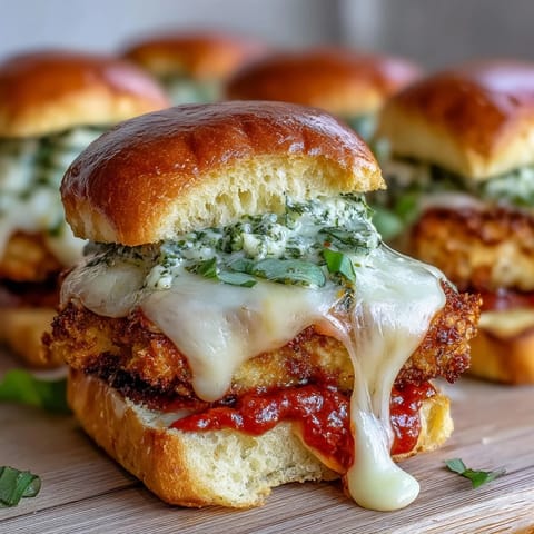 Fresh parsley garnish and a side of dipping sauce make these Italian-American sliders perfect for a party tray.