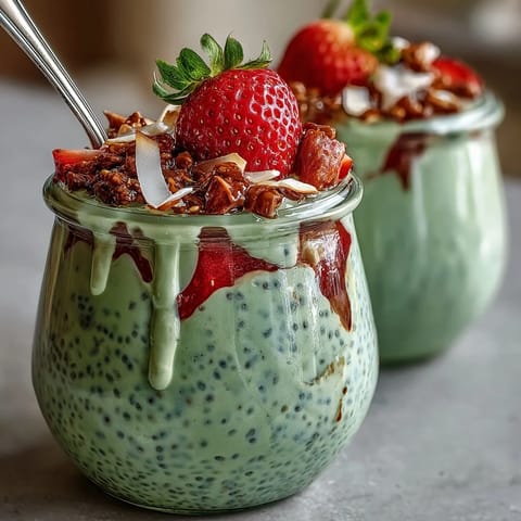 Strawberry Matcha Layered Chia