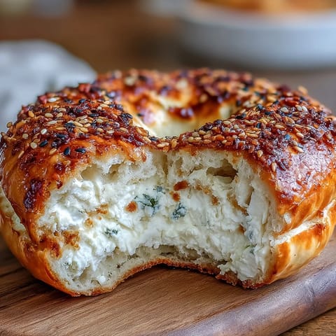 Fluffy cottage cheese bagels with golden crust and chewy center, perfect for breakfast or snacks.