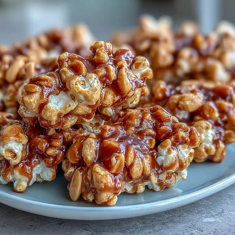 Baseball Season Popcorn Mix with Peanuts and Caramel, a sweet and salty snack featuring crunchy popcorn, roasted peanuts, and rich caramel drizzle.