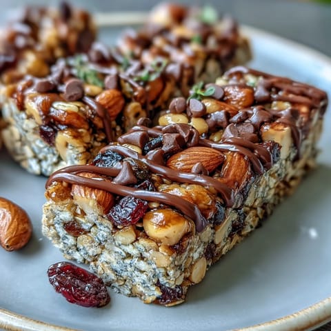 Wholesome no-bake granola energy bars loaded with oats, nuts, and dried fruit for a nutritious snack.