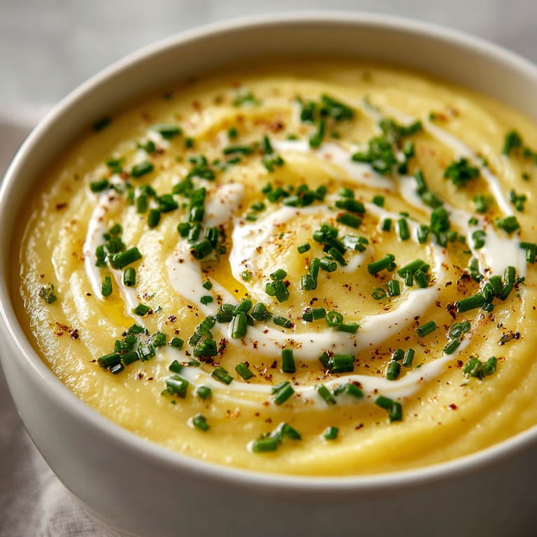 A bowl of soup with green onions in it.