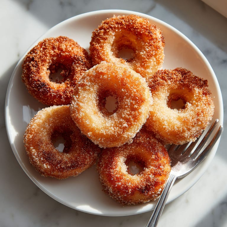 A plate of fritters with a fork on the side.