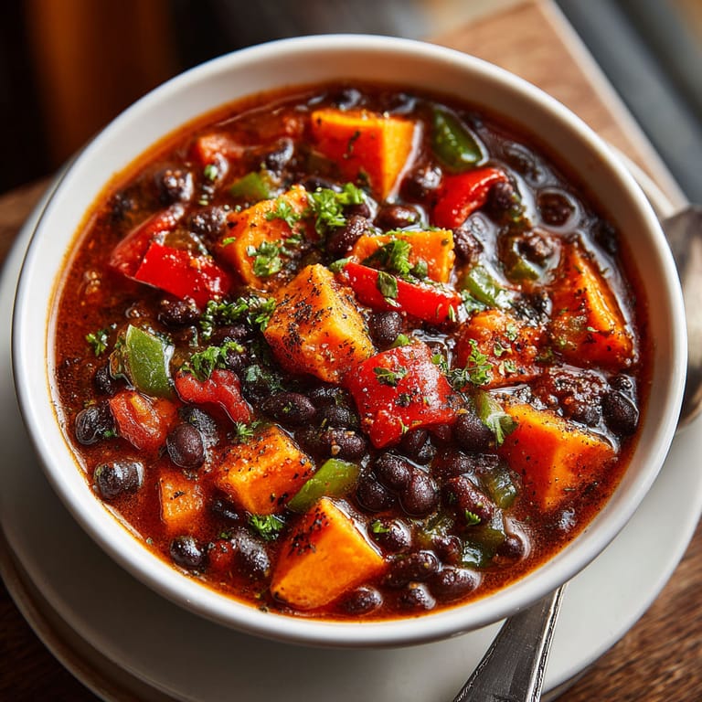A bowl of soup with a spoon in it.