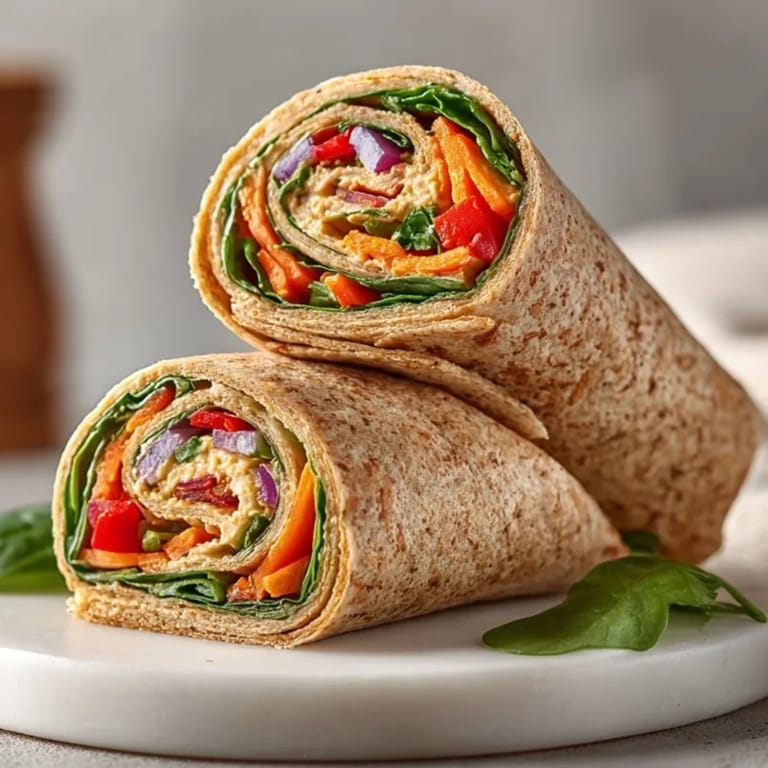 Delicious hummus veggie pinwheel rollups ready to serve as an easy appetizer.