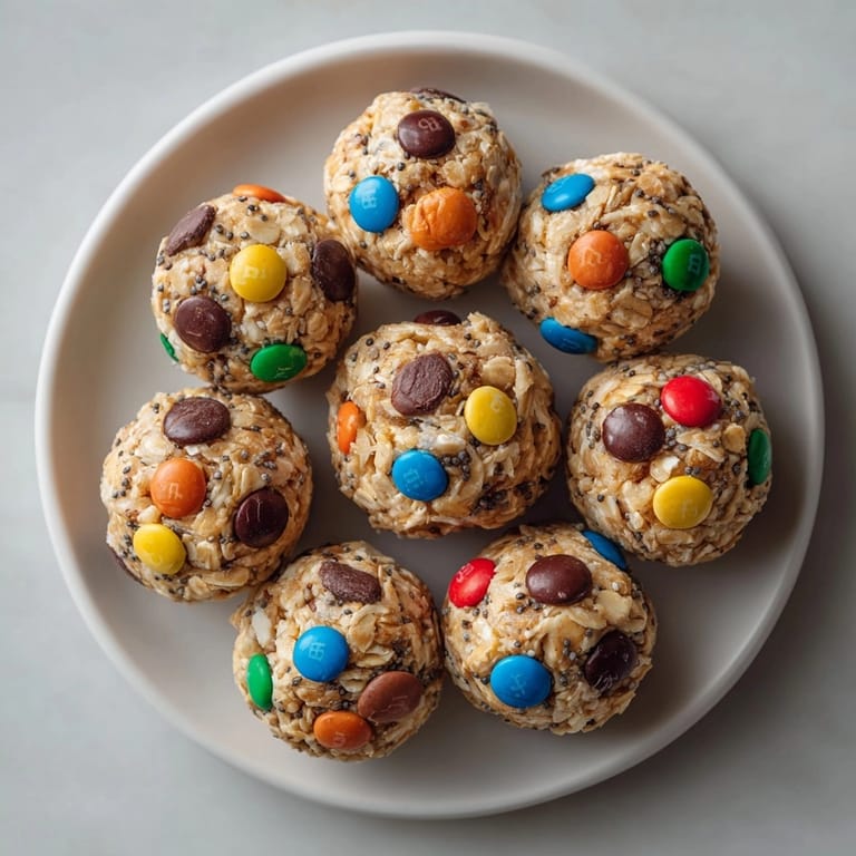 Homemade Monster Mash Protein Balls speckled with chocolate and candies, perfect for quick energy.