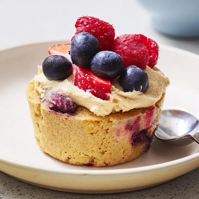 Golden, chewy Ricotta Berry Blondie Cups topped with vibrant mixed berries and lemon zest.