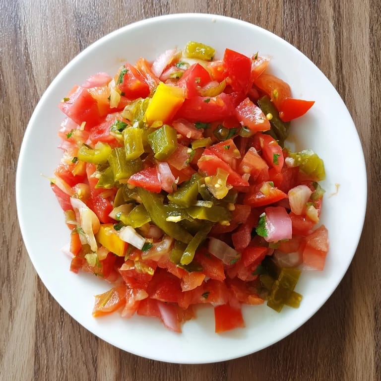 Close-up of bright, chunky Pickle De Gallo Salsa with vibrant green cilantro and spicy jalapeño.