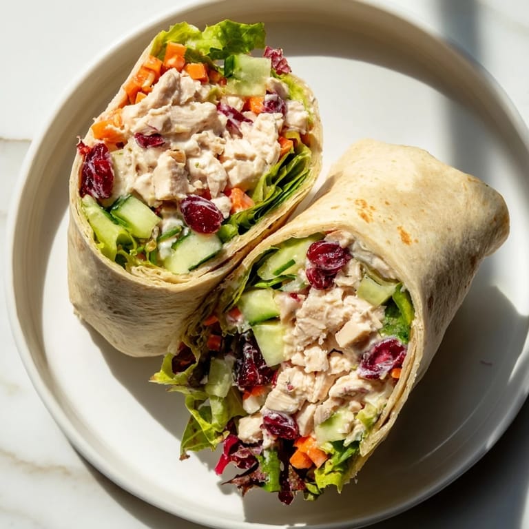 Tender chicken and sweet cranberry relish star in these delicious Cranberry Relish Chicken Salad Wraps, perfect for lunch.