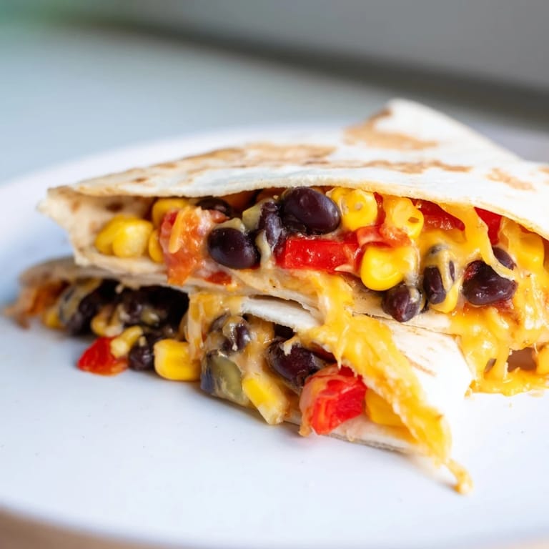 Golden-brown tortilla wrap hack loaded with beans, cheese, and vegetables, ready to eat.