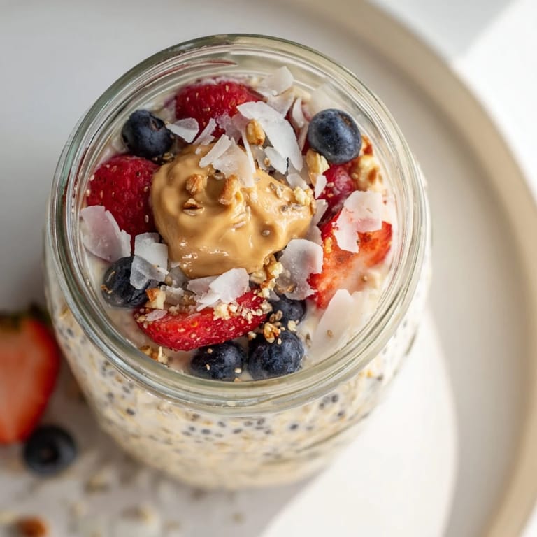Healthy Overnight Oats in Jars with various toppings, prepared the night before for easy mornings.