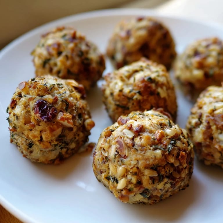 Fresh herbs and golden crusts on these Quick Christmas Stuffing Balls, an easy recipe, full of flavor.