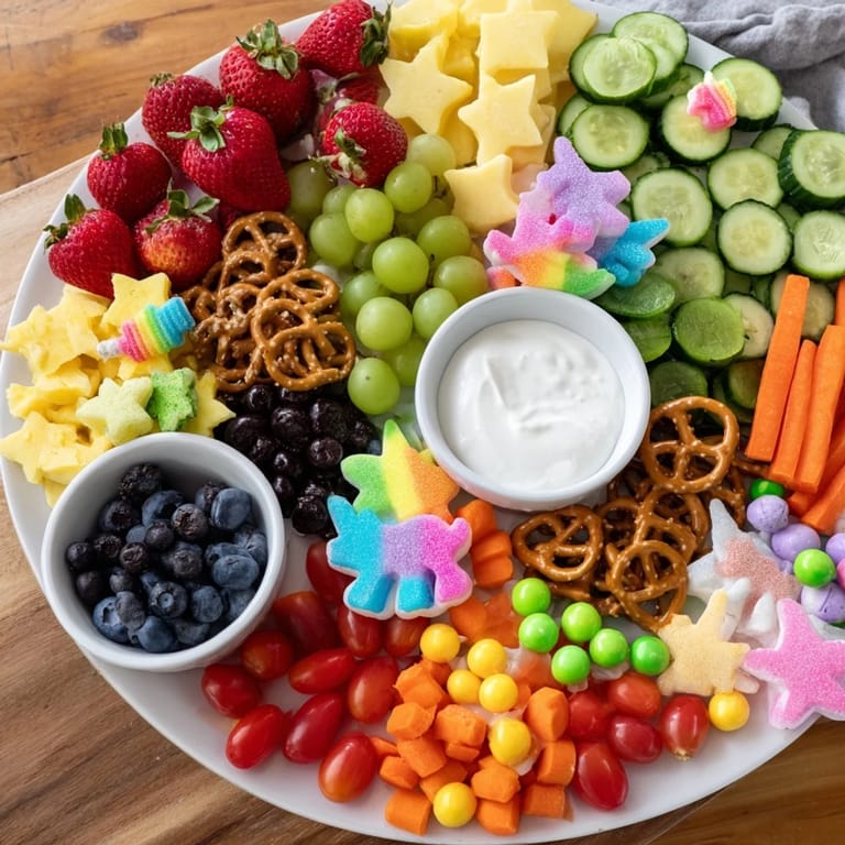 A colorful assortment of treats, this Unicorn Party Platter is perfect for a whimsical celebration.