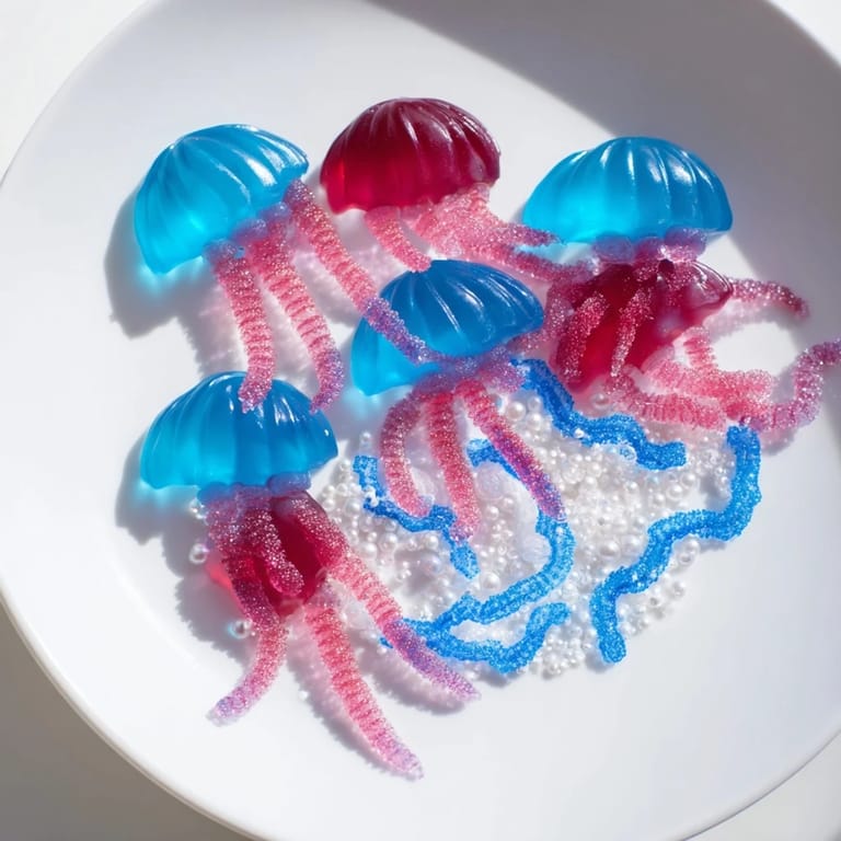 Imagine the sweet delight: A beautiful Jellyfish Candy Platter full of jiggly jellies and gummy worms.