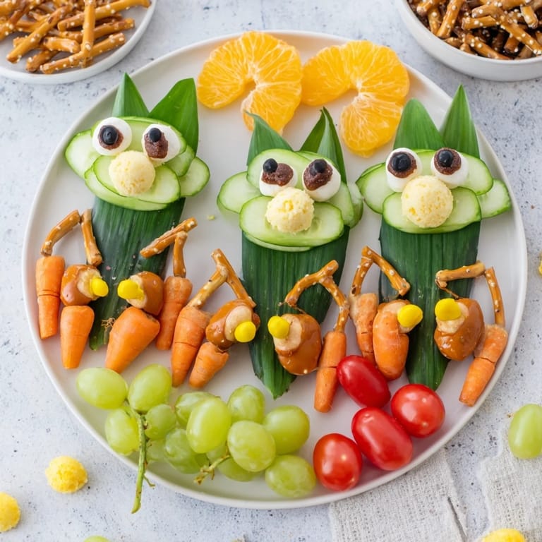 Vibrant Frog Pond Snack Tray: A whimsical display of edible frogs made with mozzarella and sugar snap peas.