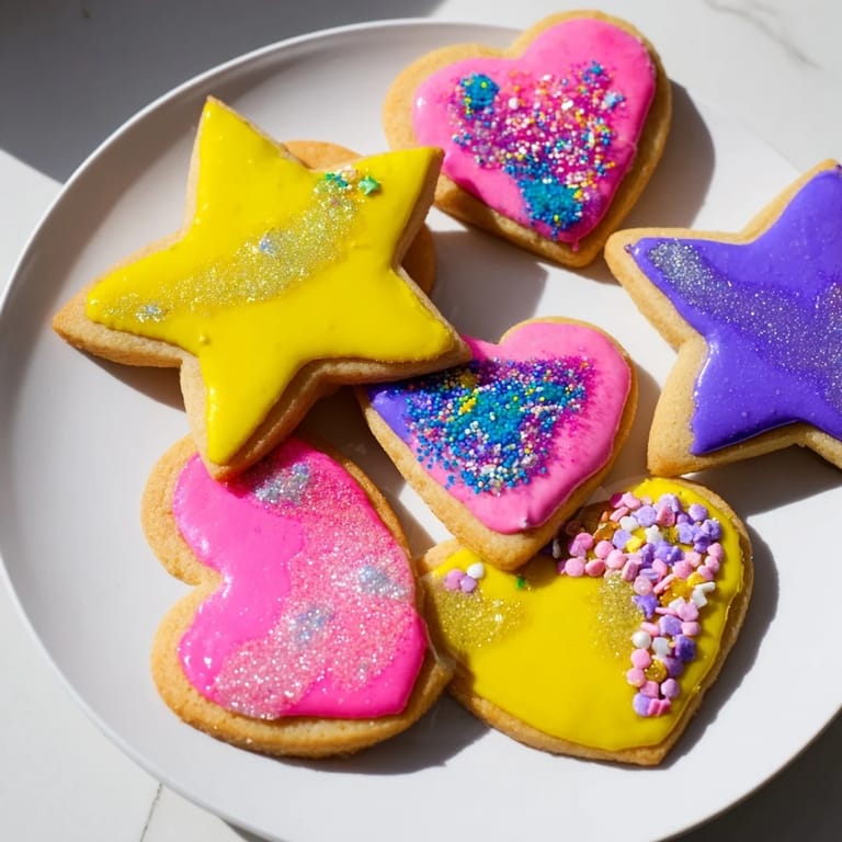 Shimmering stars and hearts: beautifully decorated Princess Palace treats, perfect for a special, royal dessert.