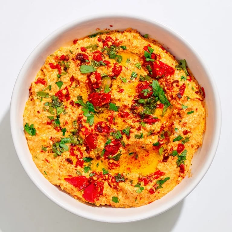 Imagine the flavors: this homemade Volcanic Lava Spicy Dip is teeming with fresh herbs, ready to be enjoyed.