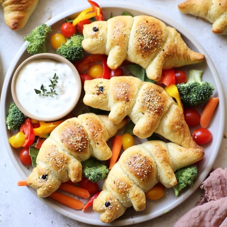 Golden baked dinosaur bone breadsticks sit near fresh, colorful crudités, offering a fun Dinosaur Bone Prehistoric Crudités appetizer.