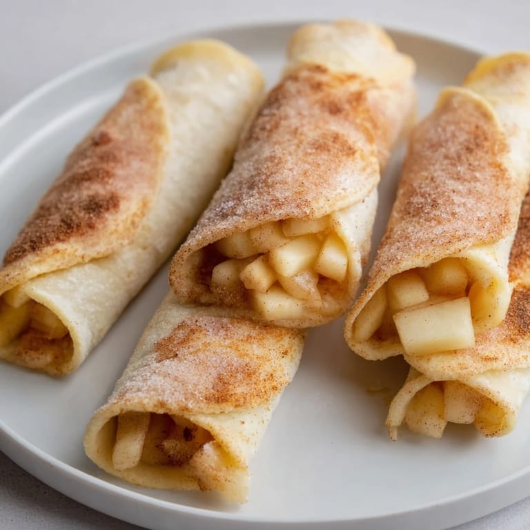 Perfectly rolled Apple Pie Roll-Ups, showcasing the cinnamon-sugar crust, a quick dessert idea.