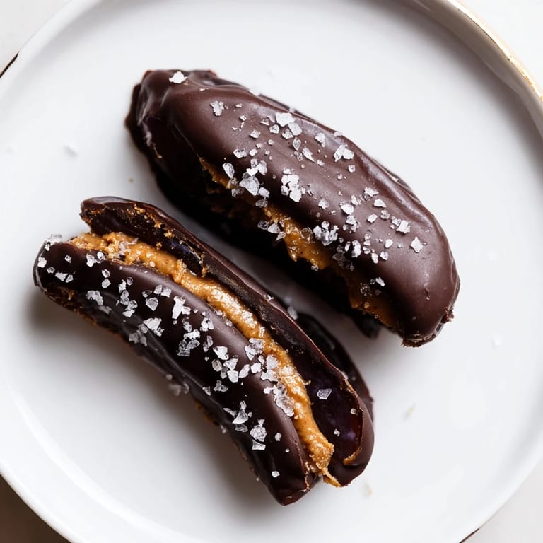 These homemade Chocolate Peanut Butter Dates feature a chocolate-covered, peanut butter filling, and sea salt sprinkle.