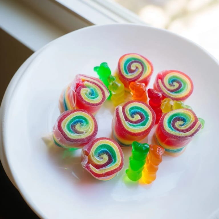Enjoy these easy Rainbow Candy Roll Ups, perfect party treats with fruity roll-ups and gummies.