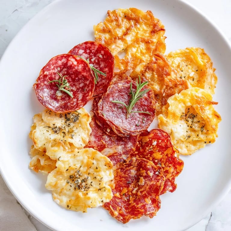 These gourmet charcuterie chips, baked until crispy, make a fantastic, low-carb snack for entertaining.