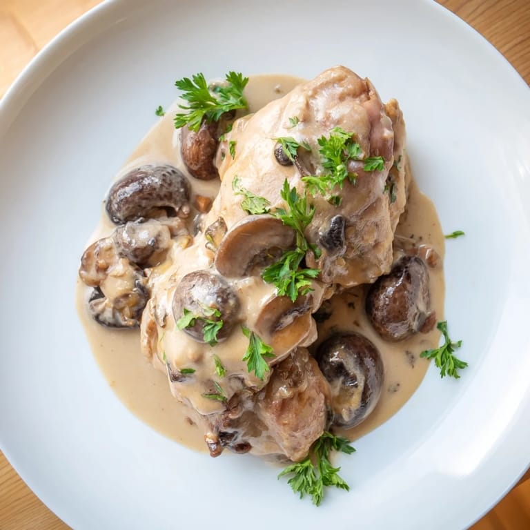 Hearty Coq au Vin Rosé served in a rustic Dutch oven with fresh parsley garnish.  