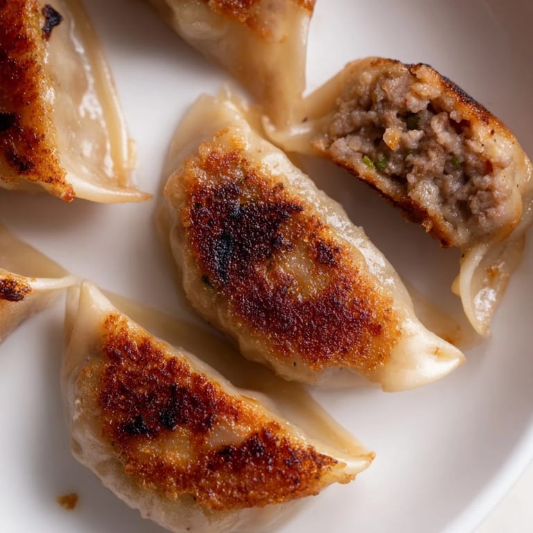 Homemade smash dumplings pan-fried to perfection with a flavorful pork and cabbage filling.