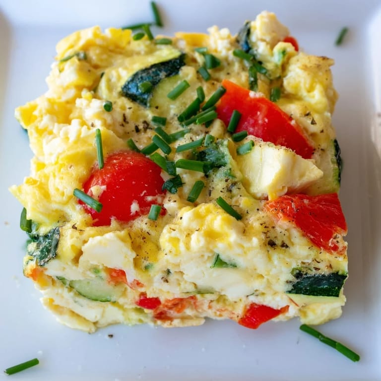 Easy meal prep high-protein sheet pan eggs with cottage cheese and vegetables, served warm alongside whole grain toast.