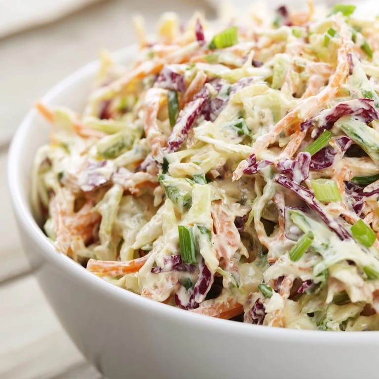 Chilled Best Cabbage Coleslaw tossed with tangy apple cider dressing, perfect for a refreshing picnic side dish.