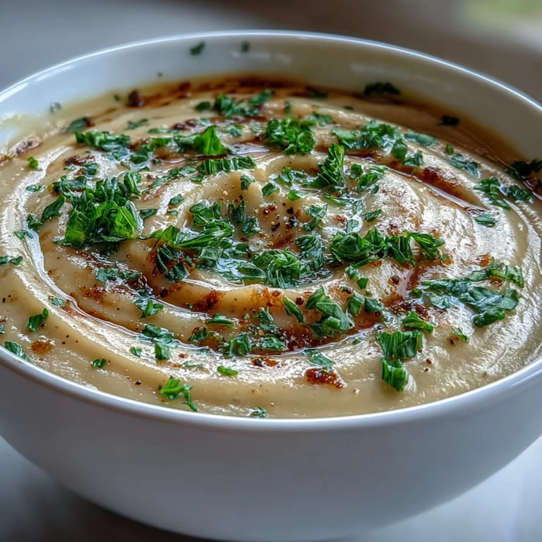 Warming bowl of Parsnip and Herb Soup, perfect for a cozy autumn lunch.