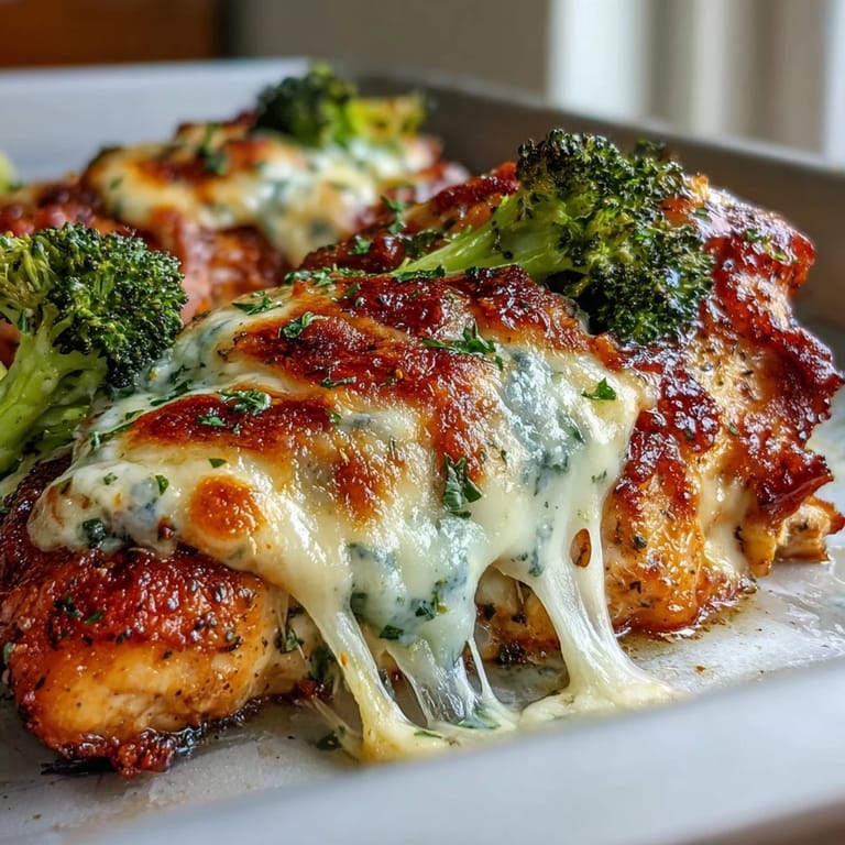 Roasted Ranch Chicken & Broccoli Sheet Pan Melt with juicy chicken, olive oil, and homemade ranch seasoning mix, topped with melted cheese.