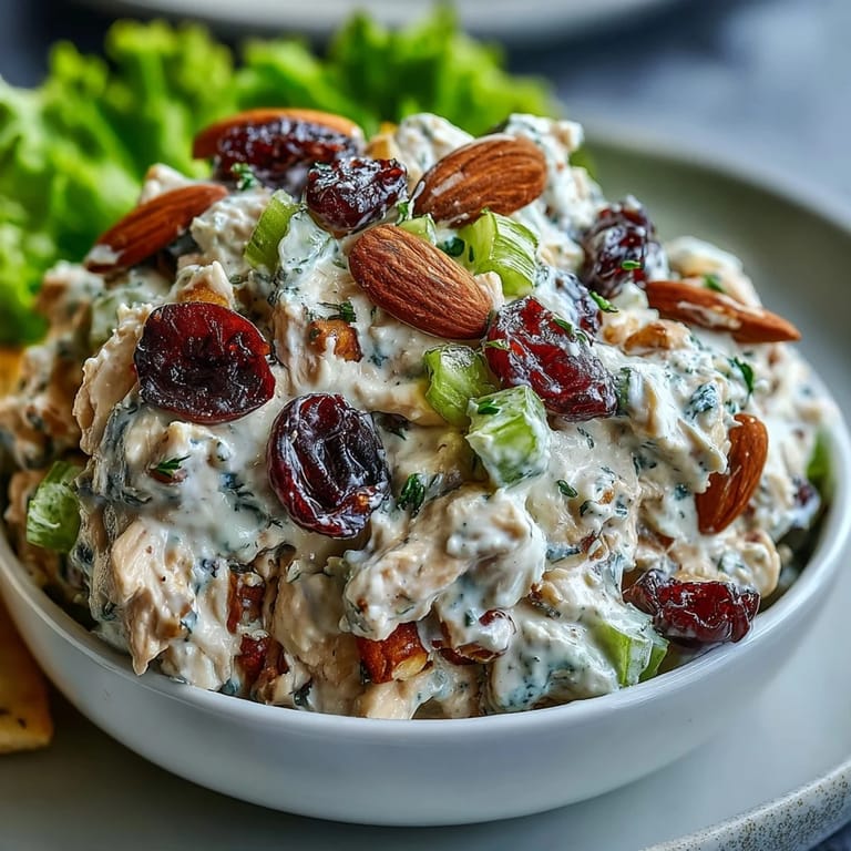 Vibrant halved red grapes and diced celery add crisp texture to the bright Vegan Chicken Salad.