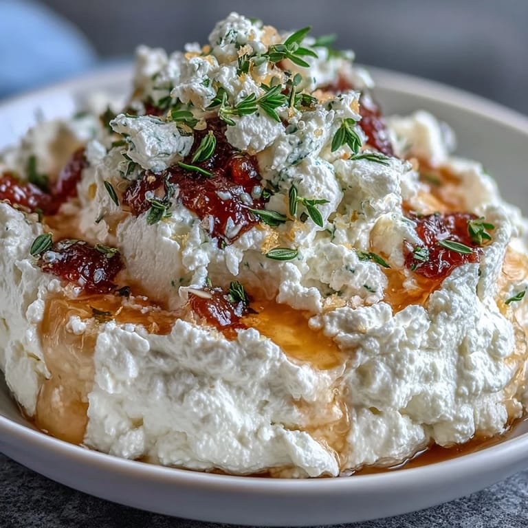 Appetizer platter of Salted Honey Whipped Feta garnished with lemon zest and thyme, surrounded by crostini and fresh veggies.