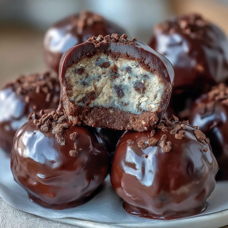 2. No-bake vegan protein balls featuring rich chocolate, creamy peanut butter, and crunchy oats for a healthy treat.  