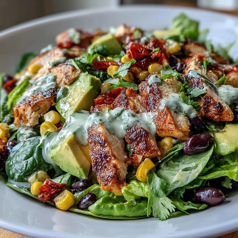 Hearty Southwest Chicken Power Salad with Black Beans and Corn, packed with protein-rich chicken, creamy avocado, and colorful veggies for a satisfying meal.