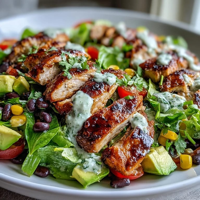 Colorful Southwest Chicken Power Salad with Black Beans and Corn, topped with juicy grilled chicken, crunchy peppers, and a tangy lime-cilantro dressing.