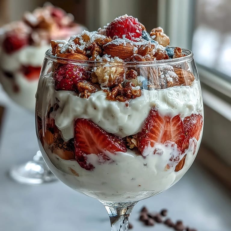 Create your own strawberry yogurt parfait with layers of fruit, granola, and honey at this festive Galentines brunch spread.  