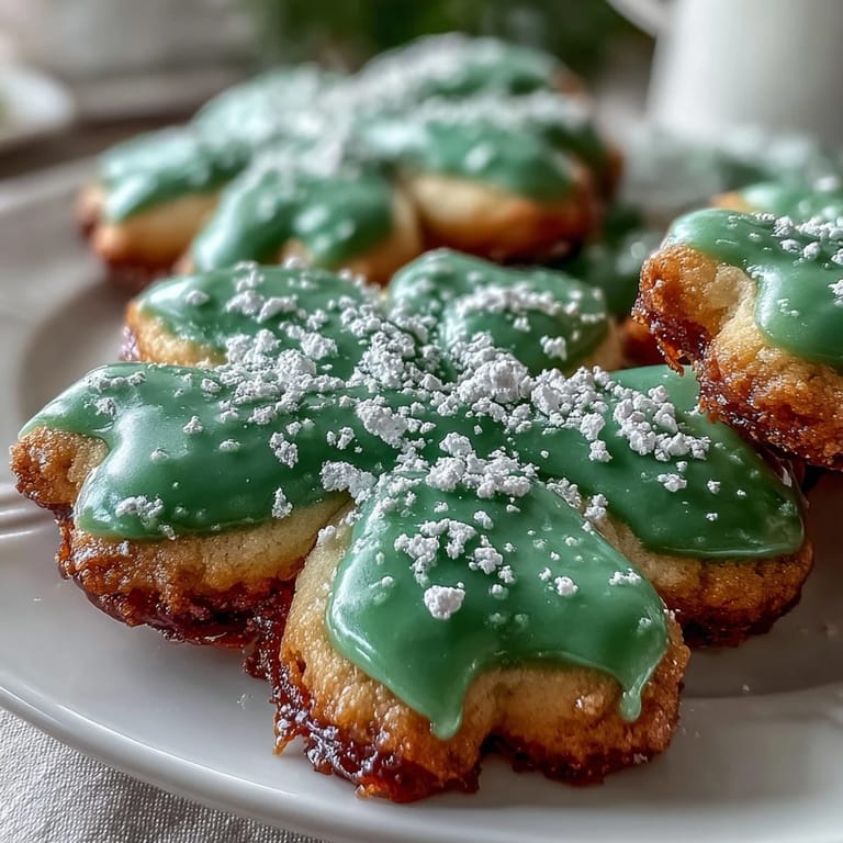 Delightful homemade shamrock cookies decorated with smooth, glossy green royal icing for a lucky treat.  