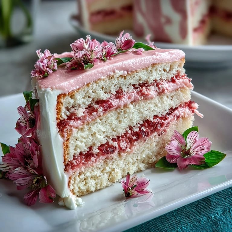 Elegant Mothers Day cake featuring tender sponge layers, gradient pink frosting, and fresh edible blooms.