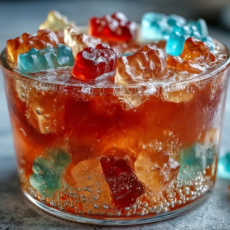 Close-up of Gummy Bear Lemonade Jelly Cups, featuring juicy gummy bears and clear, zesty jelly.