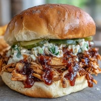 Juicy pulled chicken simmered in tangy barbecue sauce, piled high on soft slider buns for a crowd-pleasing bite.