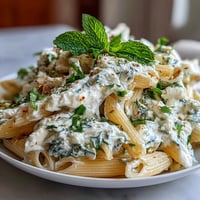 Fresh pea and ricotta pasta with mint, creamy ricotta sauce coating tender penne and bright green peas.
