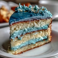 Graduation cake with dark blue and gold ombre layers, frosted in rich vanilla buttercream, perfect for celebrating a milestone achievement.